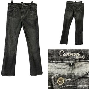 Common Genes Medium Wash Black Denim Straight Leg Jeans Womens 8